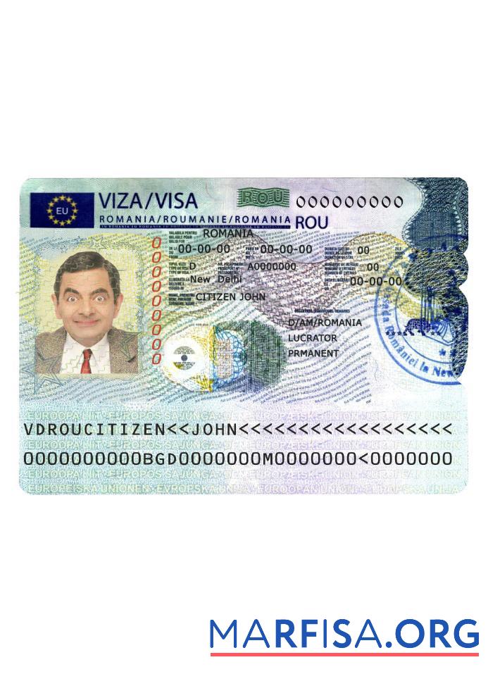 Realistic Romania schengen visa sample